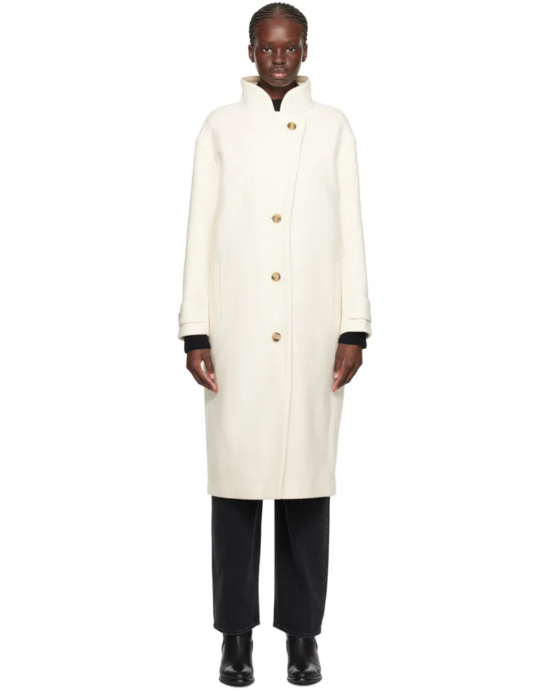 Yves Salomon White Buttoned Coat A1025