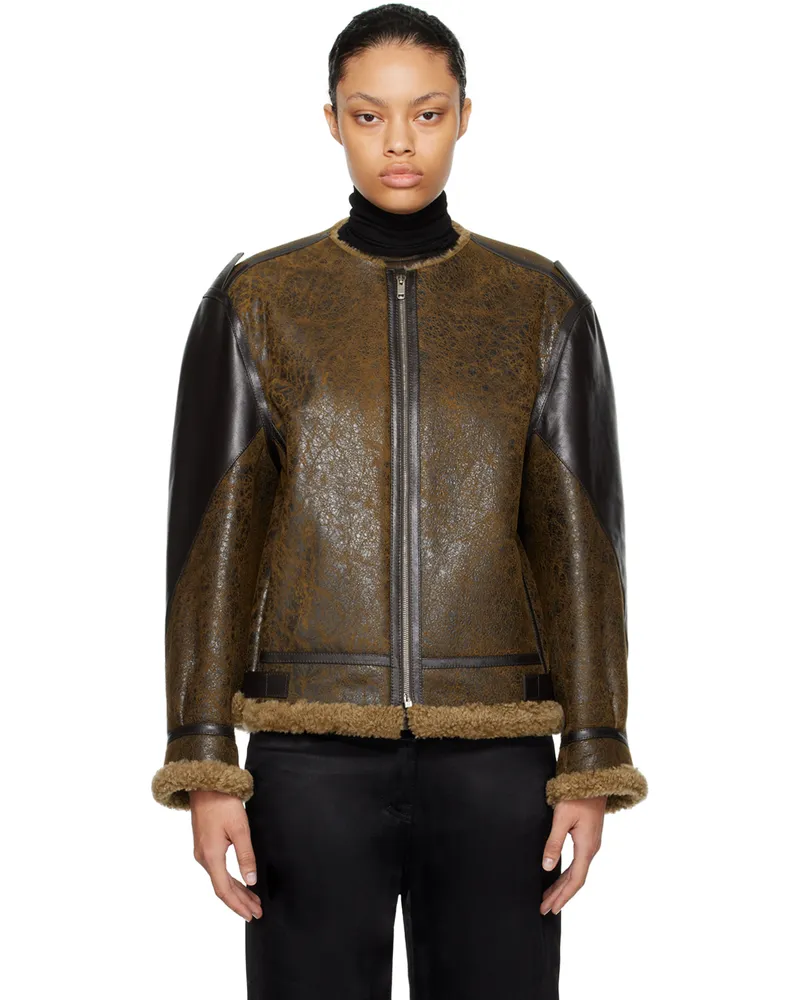 Givenchy Brown Cracked Leather Jacket 215