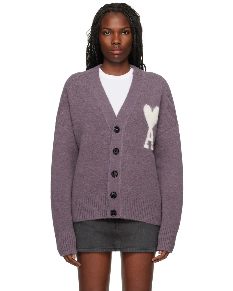AMI Paris Purple Ami de Coeur Cardigan Lilac