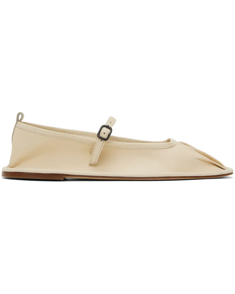 HEREU Off-White Dansa Ballerina Flats Ivory