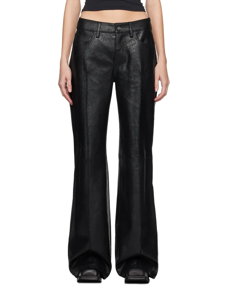 Guess Black Crackled Leather Pants Jtmu