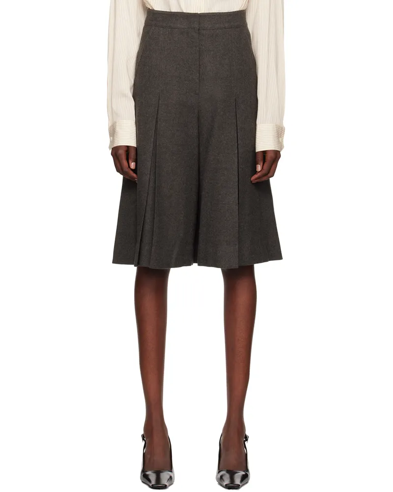 RECTO Gray Inverted Box Pleat Shorts Dark