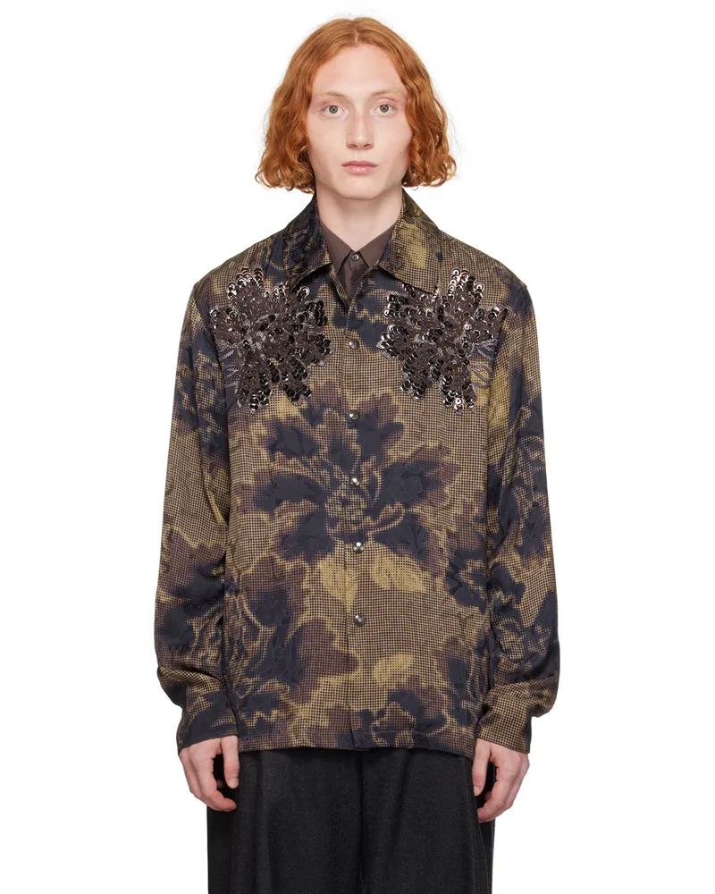 Dries van Noten Brown Beaded Shirt Brown