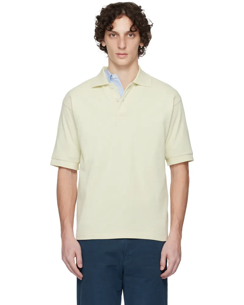AURALEE Green Pima Cotton Heavy Pique Polo Pistachio