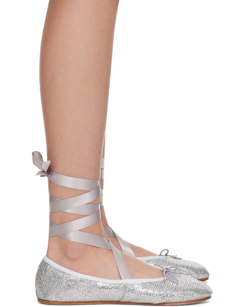 Repetto Silver Sophia Ballerina Flats Argent