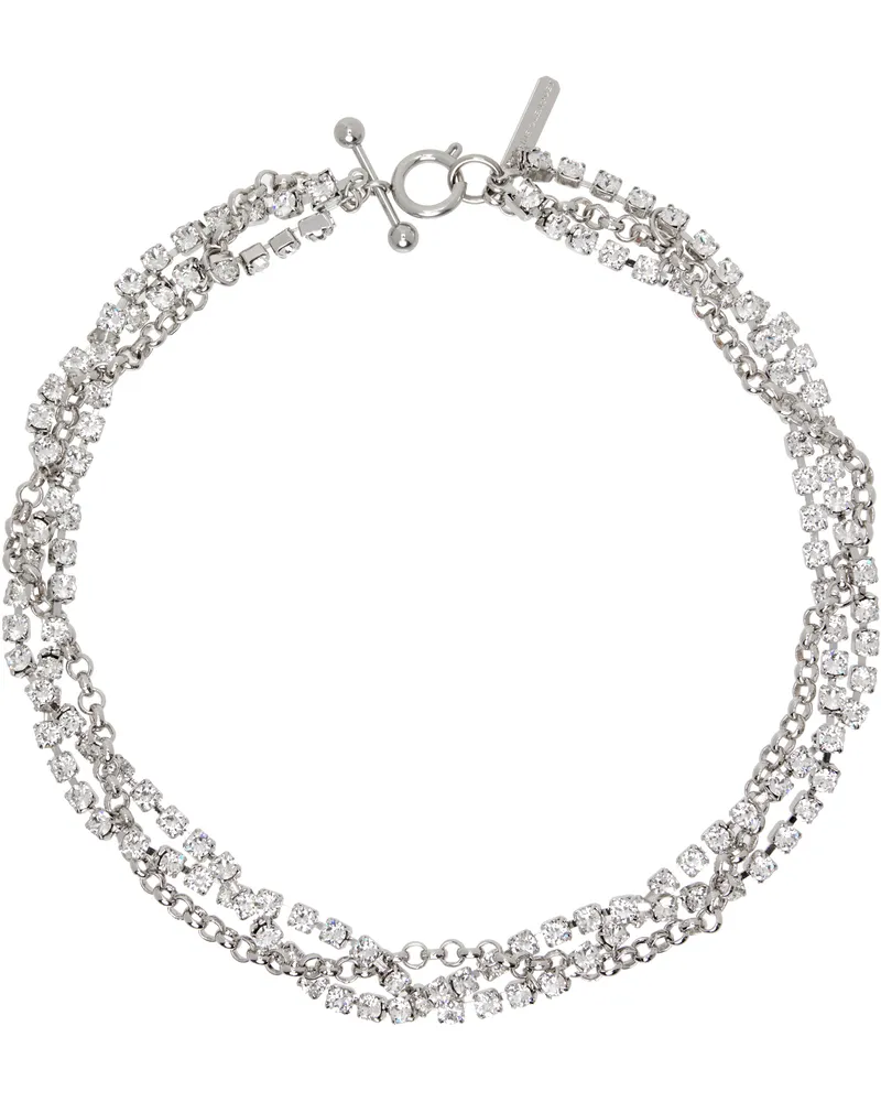 Justine Clenquet Silver Liv Crystal Choker Palladium