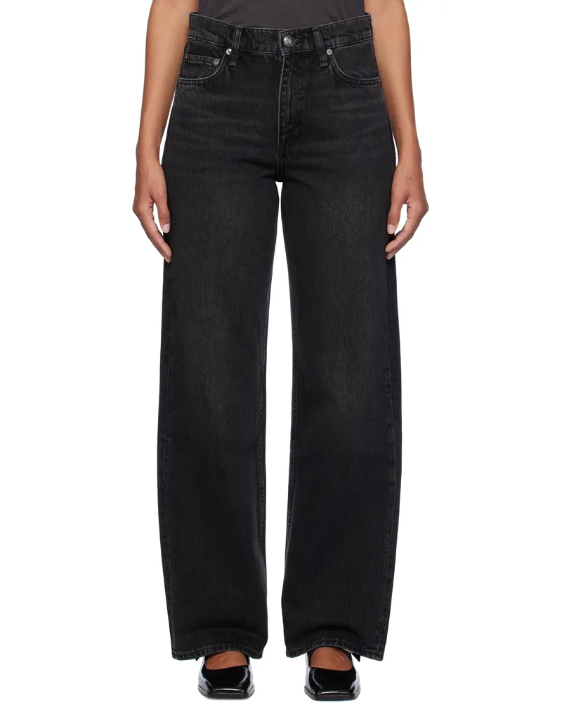 Rag & Bone Black Shea Relaxed Straight Jeans Blackstn