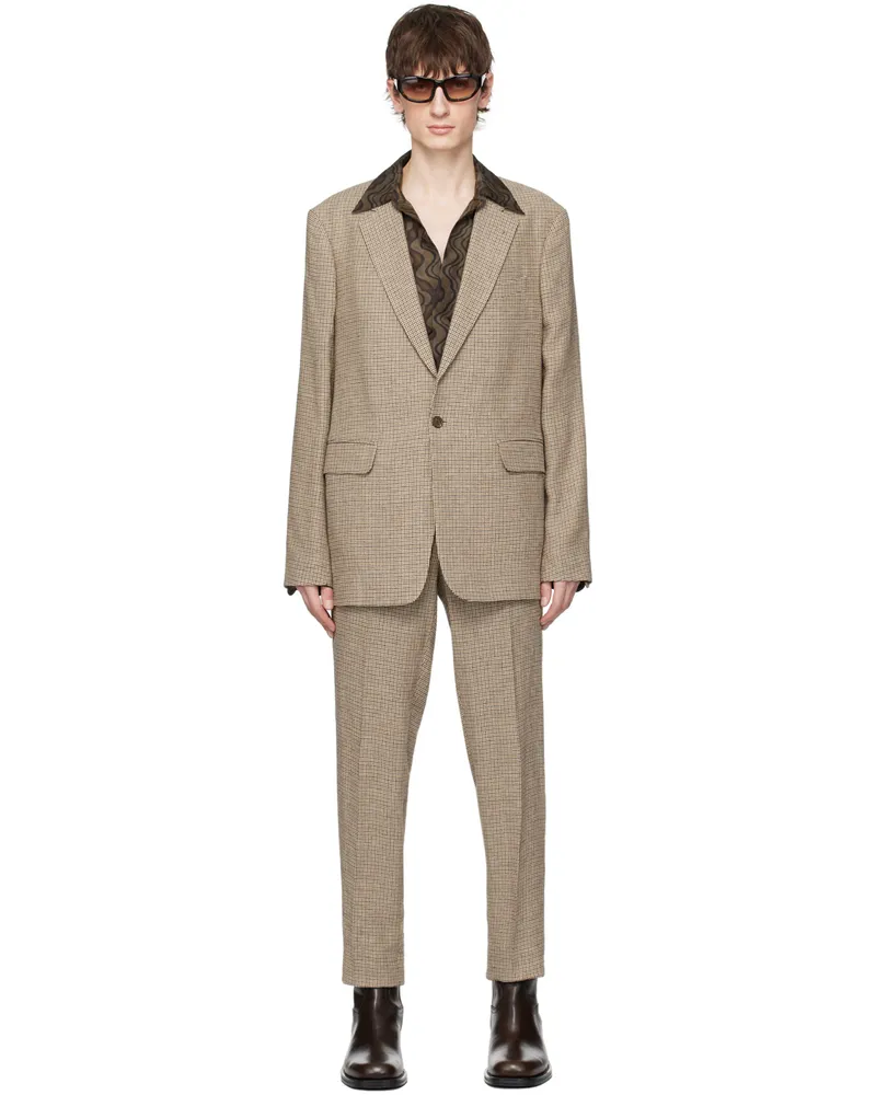 Dries van Noten Tan Houndstooth Suit 102