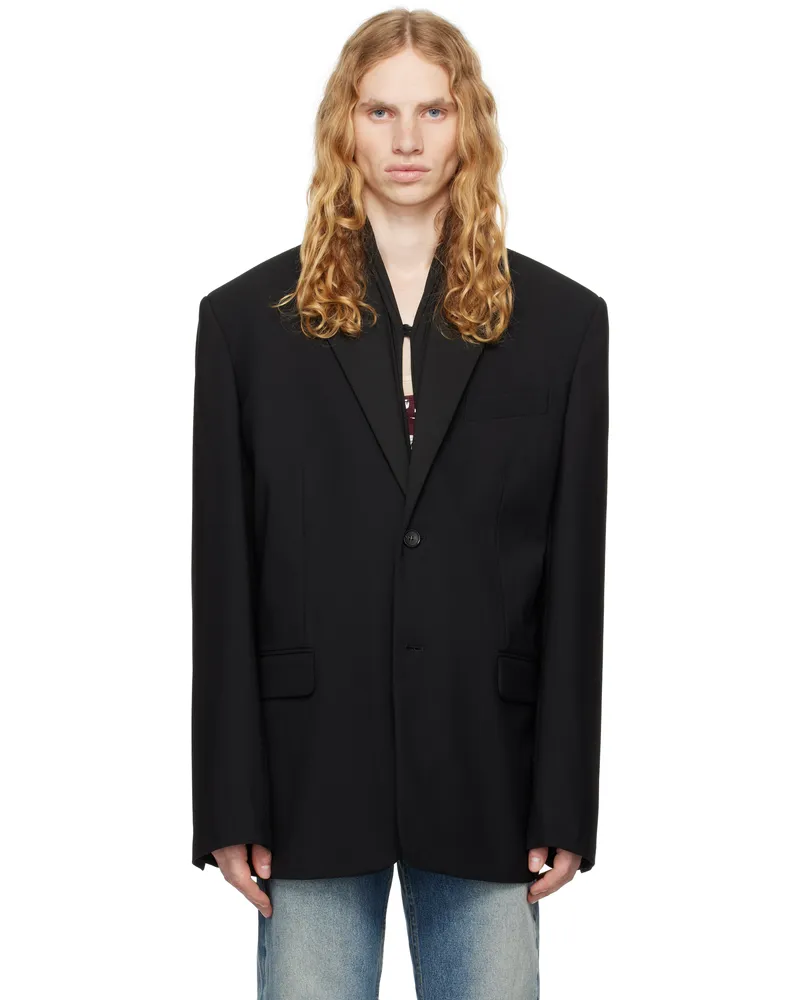 Y/PROJECT Black Draped Lapel Blazer Black