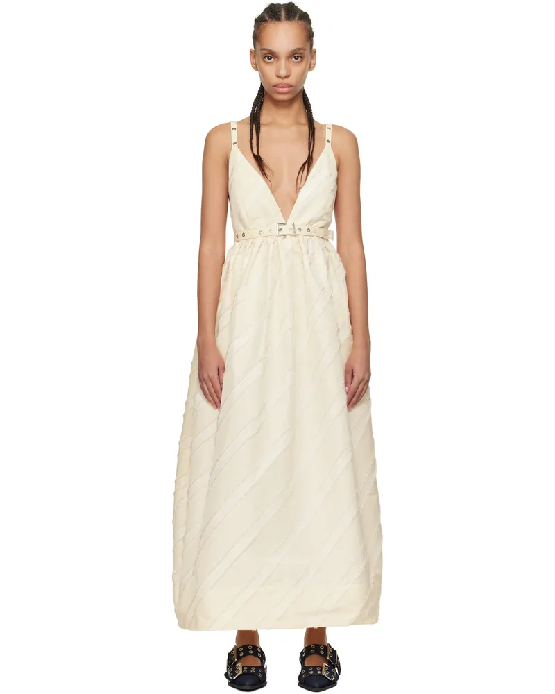 Ganni Off-White Stripe Strap Maxi Dress 135