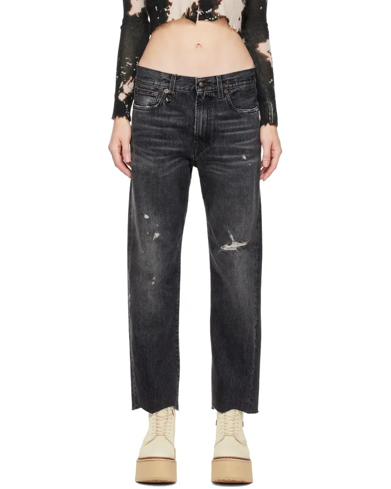R13 Black Classic Boyfriend Jeans Everit