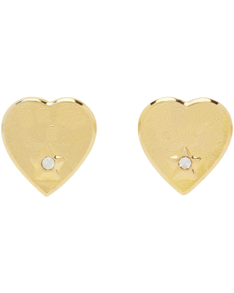 CHOPOVA LOWENA Gold Lucky Star Earrings Green