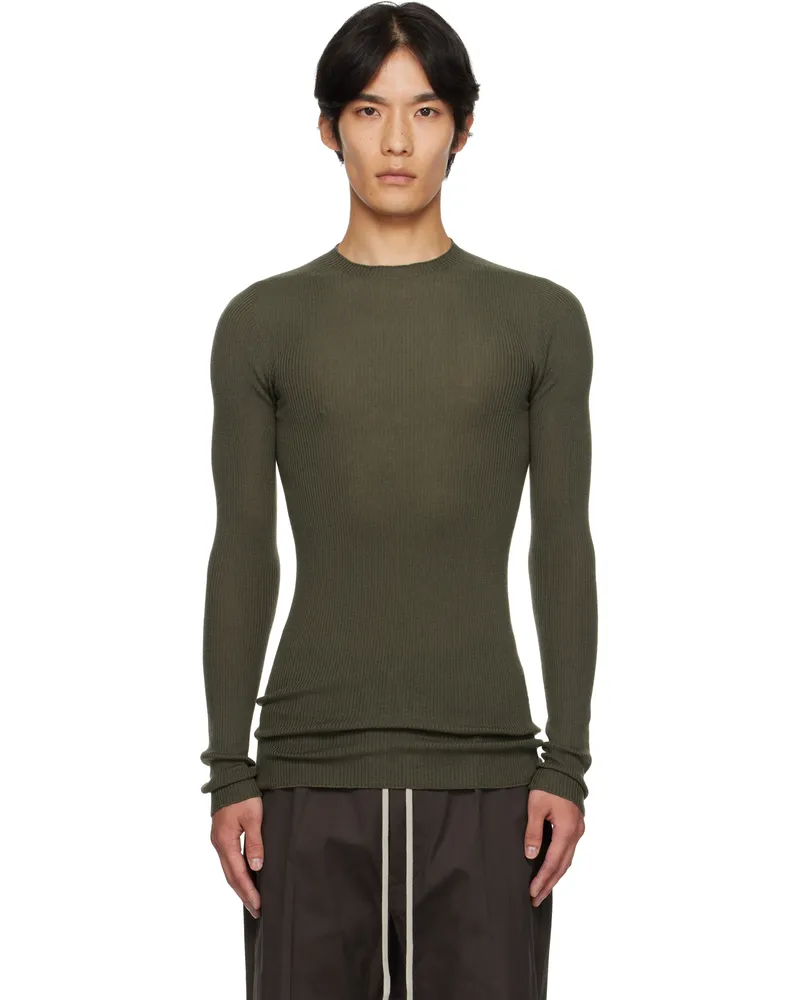 Rick Owens Khaki Concordians Ribbed Round Neck Sweater 25