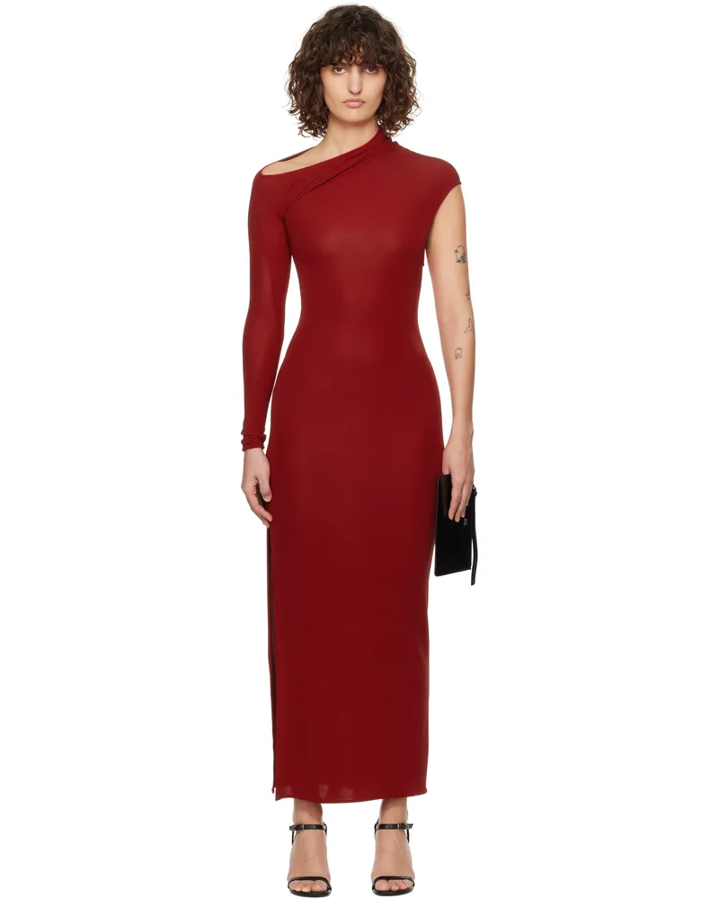 Courrèges Red Asymmetric Maxi Dress 4015