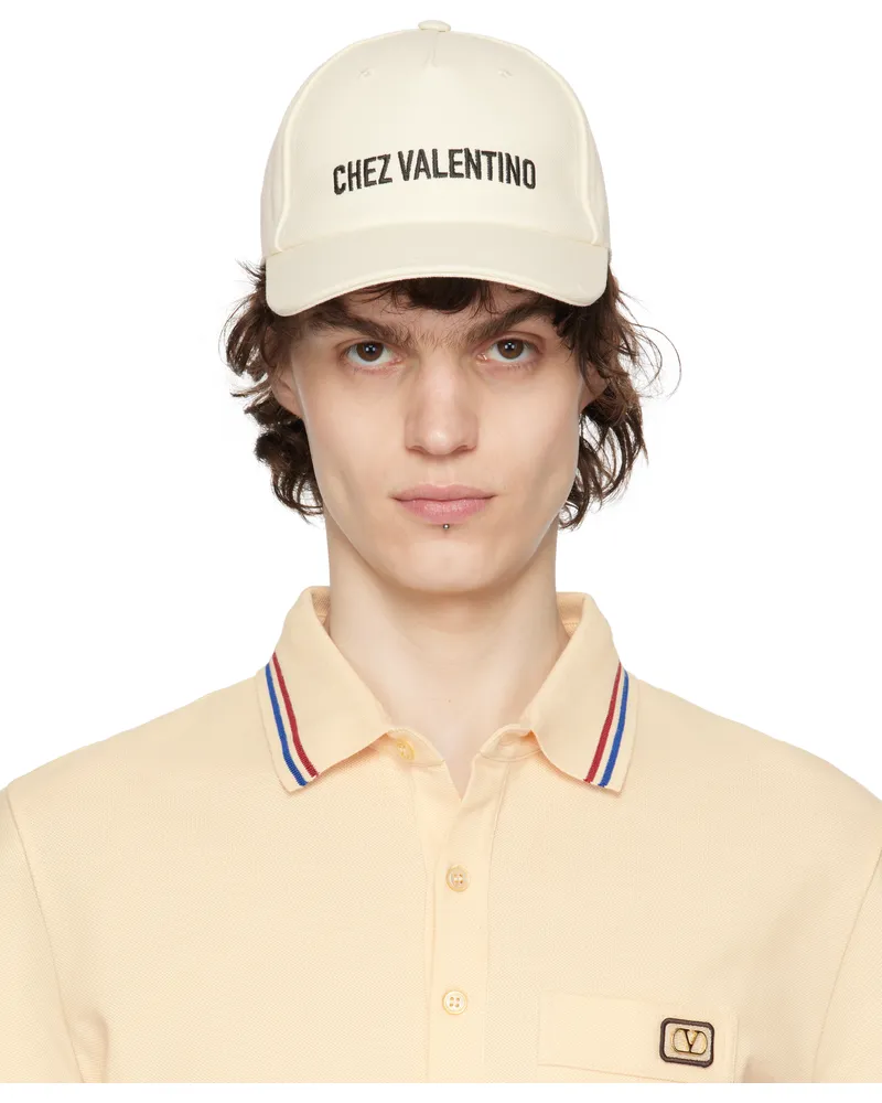 Valentino Garavani Beige 'Chez Valentino' Cotton Baseball Cap 0an