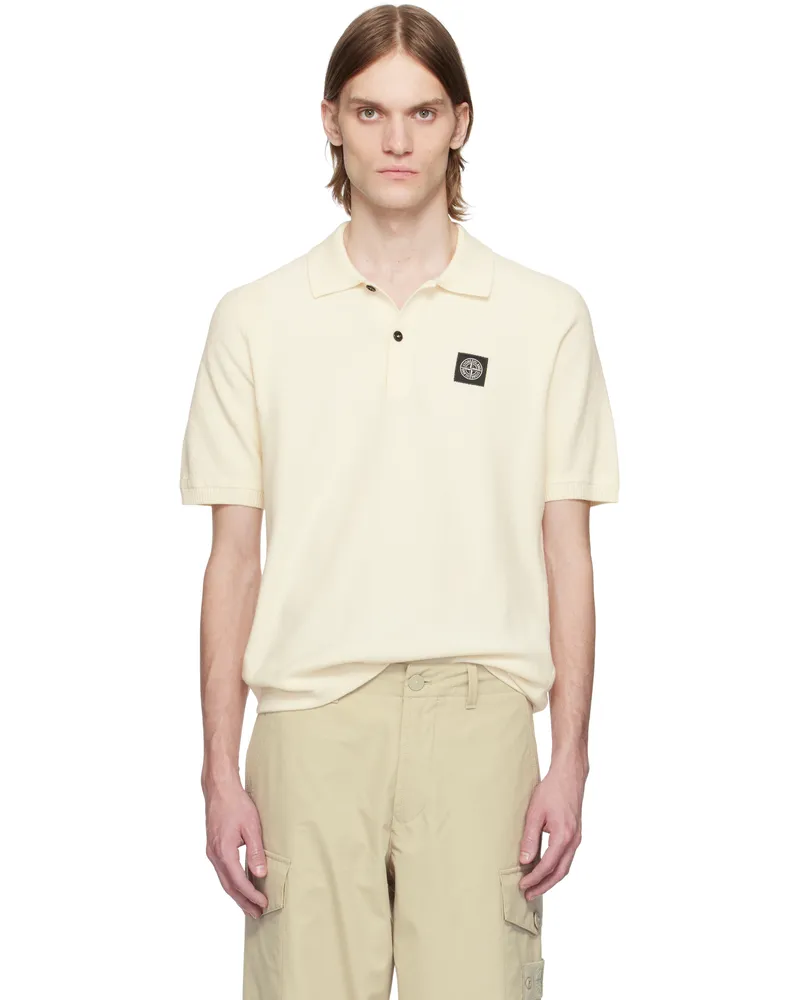 Stone Island Off-White Soft Organic Cotton Micro Stitch Polo V0093