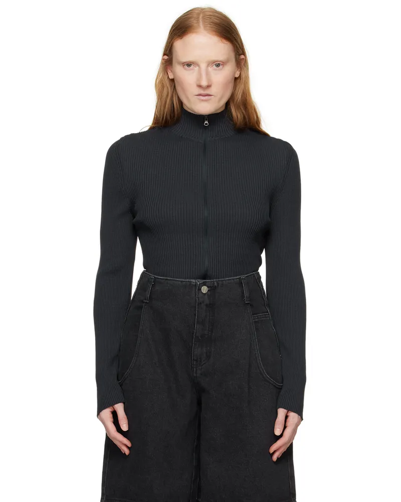 AMOMENTO Navy Ribbed Sweater Dark