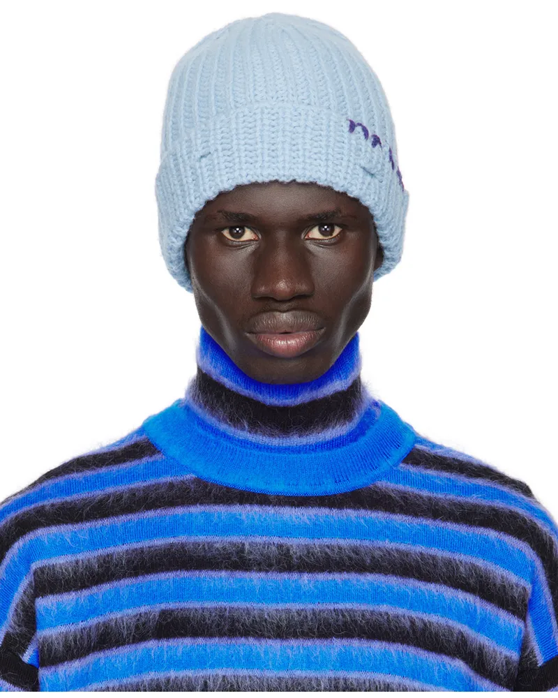 Marni Blue Shetland Wool Beanie 00b29