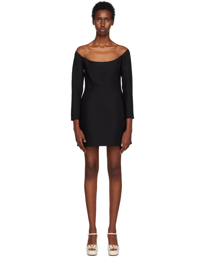 Valentino Garavani Black Scoop Neck Minidress 0no