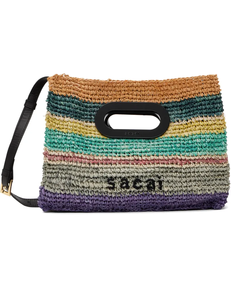 Sacai Multicolor Raffia New Shopper Small Bag 926