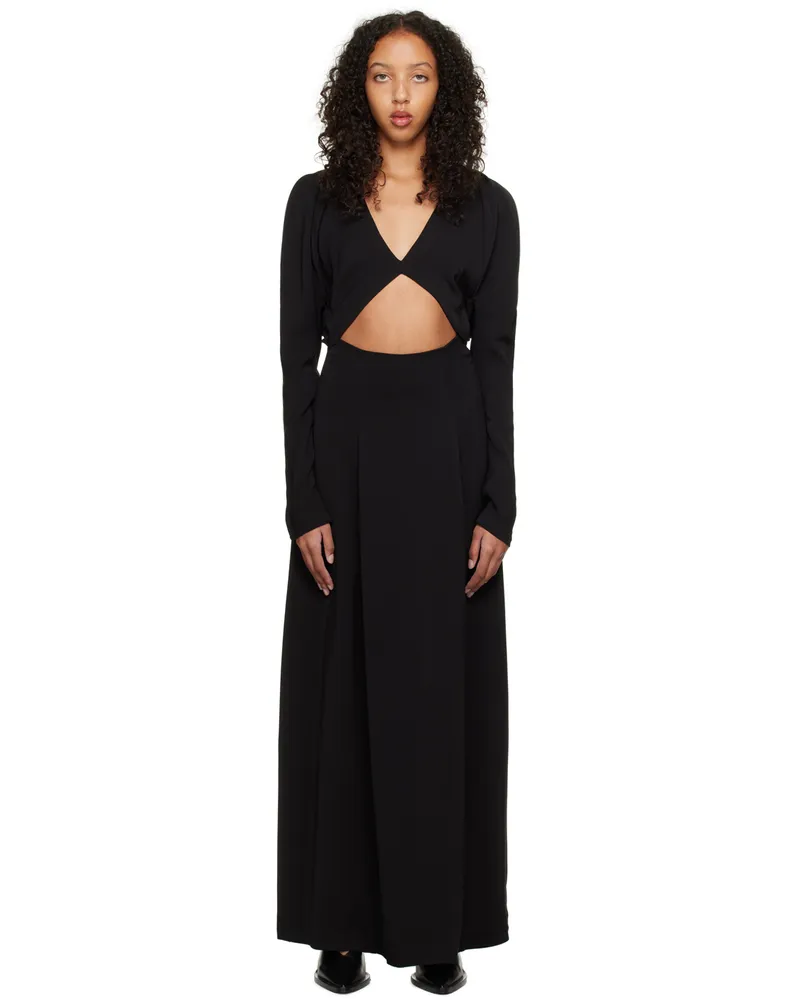 Esse Studios Black Envelope Flume Maxi Dress Black