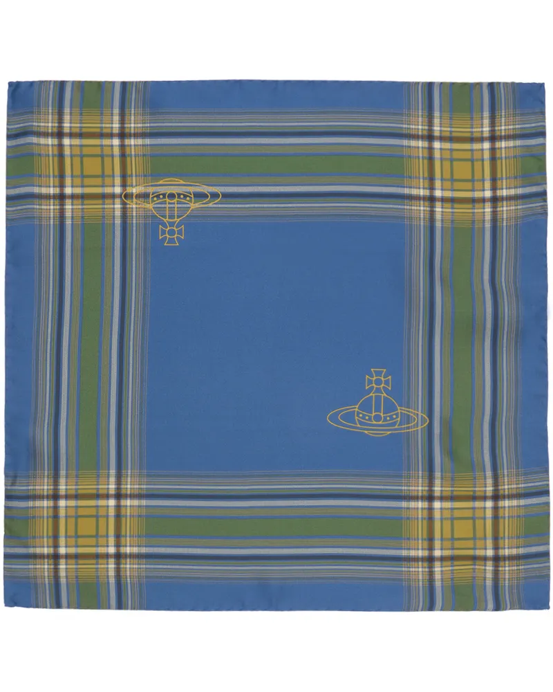Vivienne Westwood Blue Madras Check Pocket Square 233-w00p3-k410mn