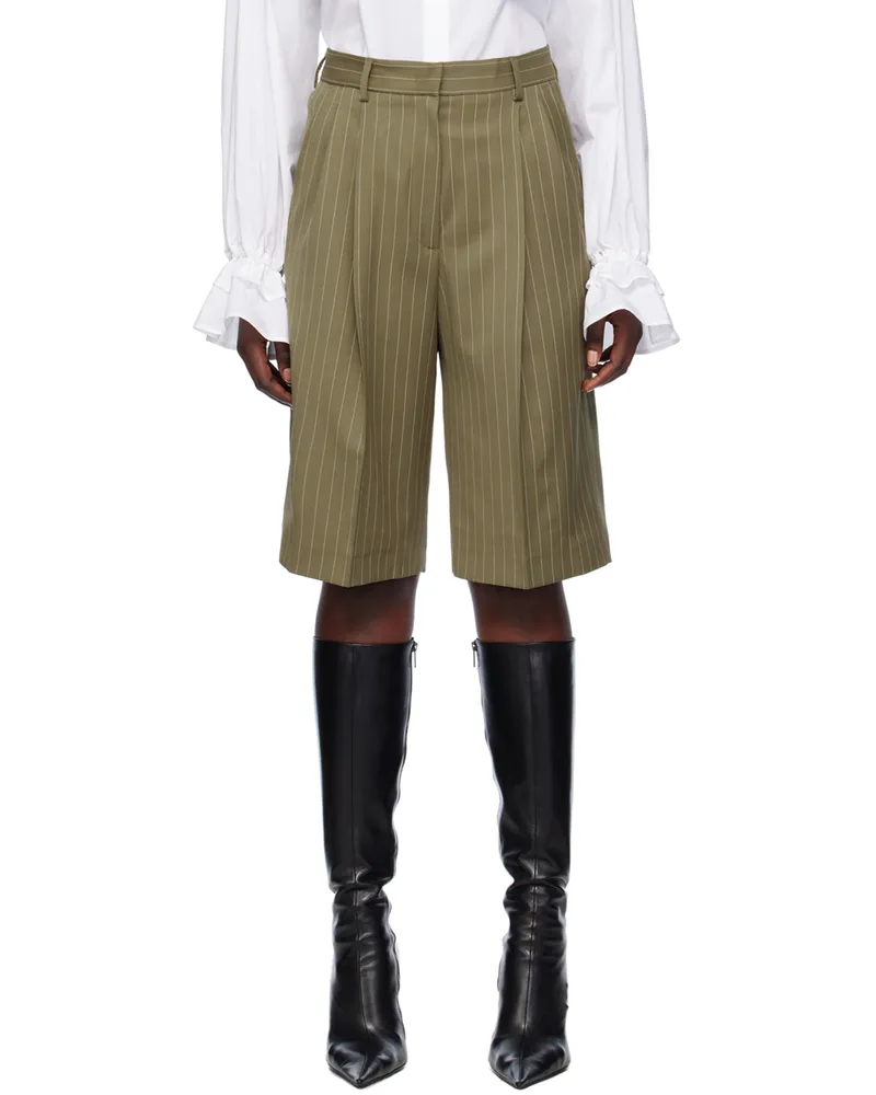 MSGM Khaki Pinstripe Shorts 37