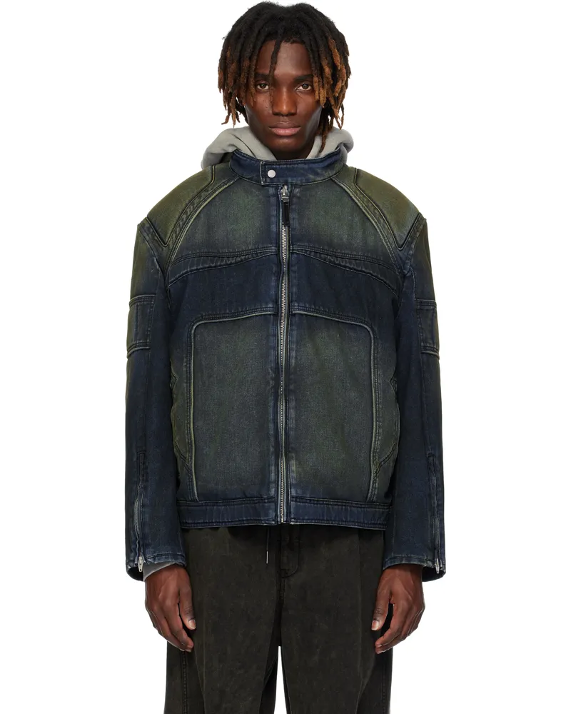 JUUN.J Blue & Green Rider Denim Jacket Navy