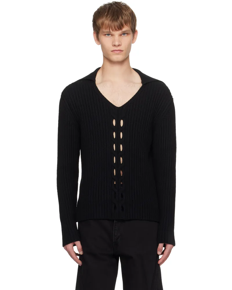 NVRFRGT Black V-Neck Sweater Black