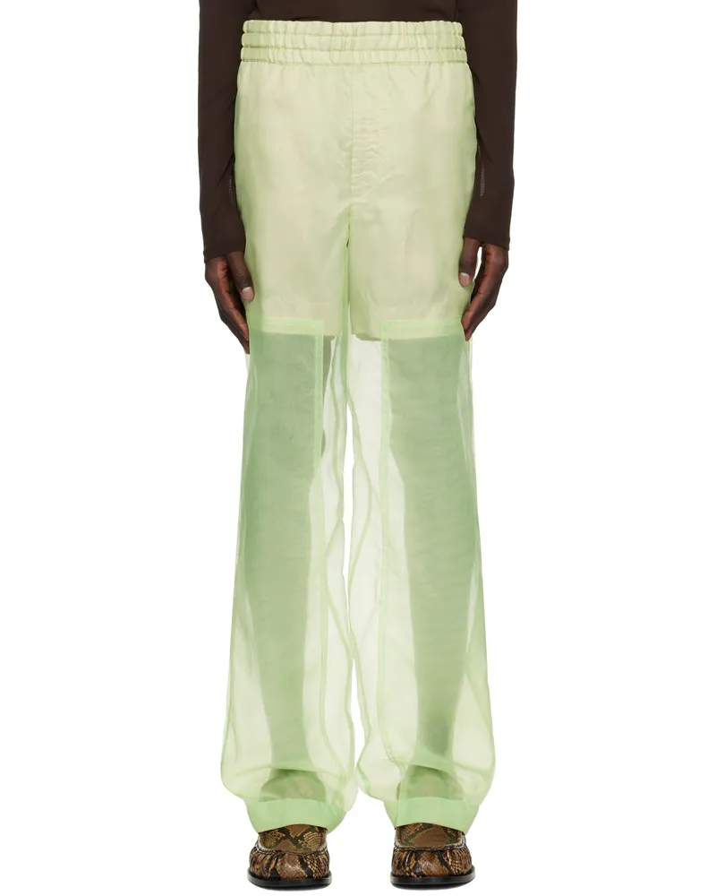 Dries van Noten Green Layered Trousers Light