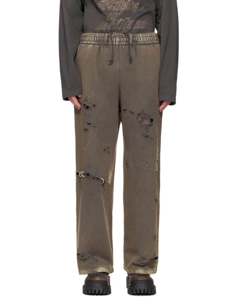 WE 11 DONE Gray Pierced Sweatpants Charcoal