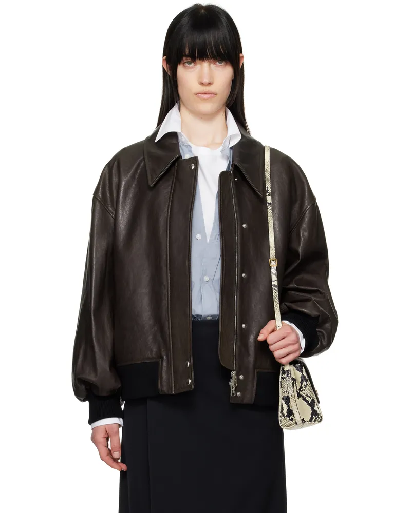 KHAITE Brown Shelman Leather Jacket 950