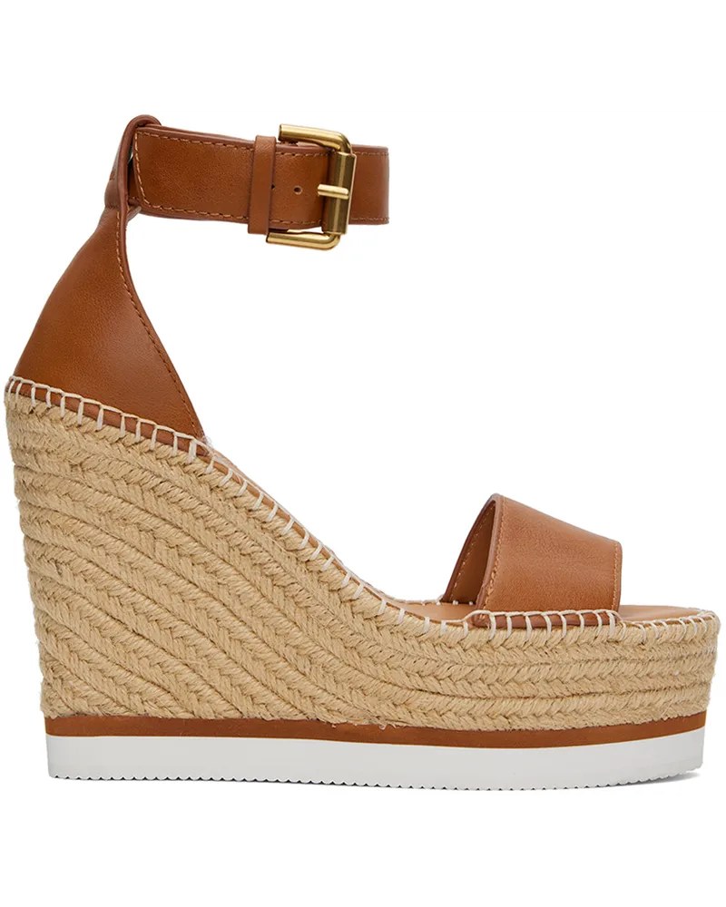 See by Chloé Tan Glyn Espadrille Heeled Sandals Tan