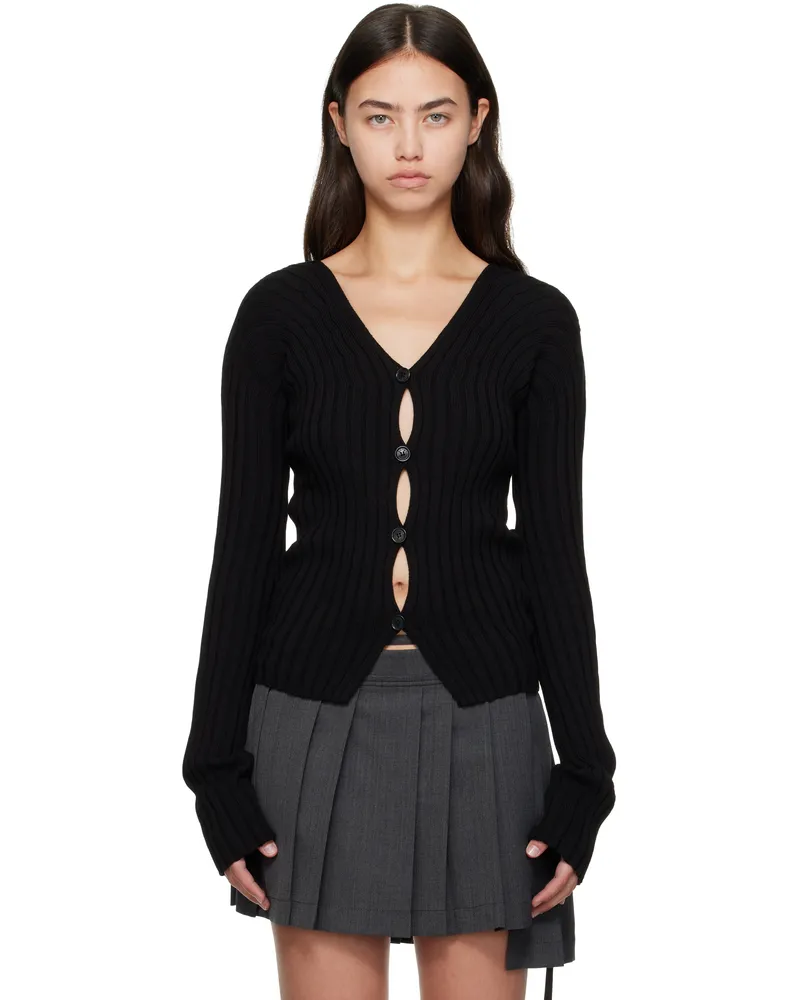 Acne Studios Black Button-Up Rib Cardigan 900