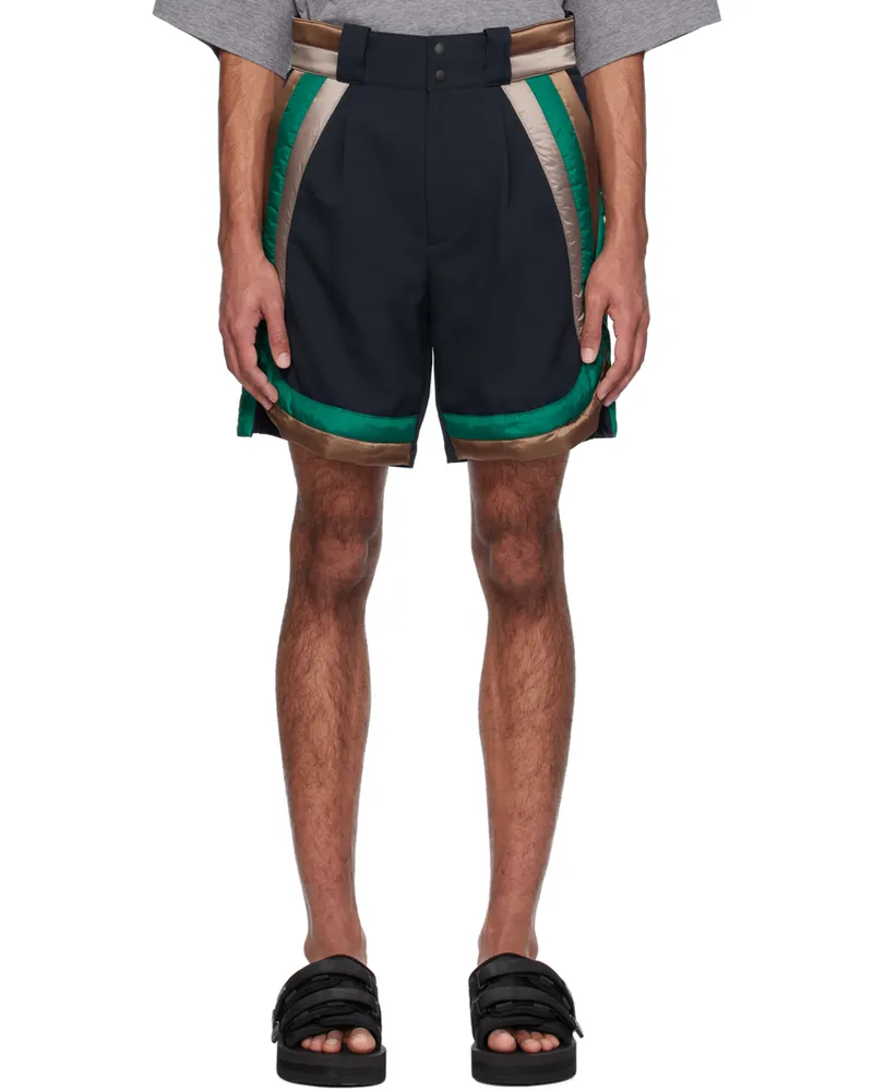kolor Navy Paneled Shorts C-navy