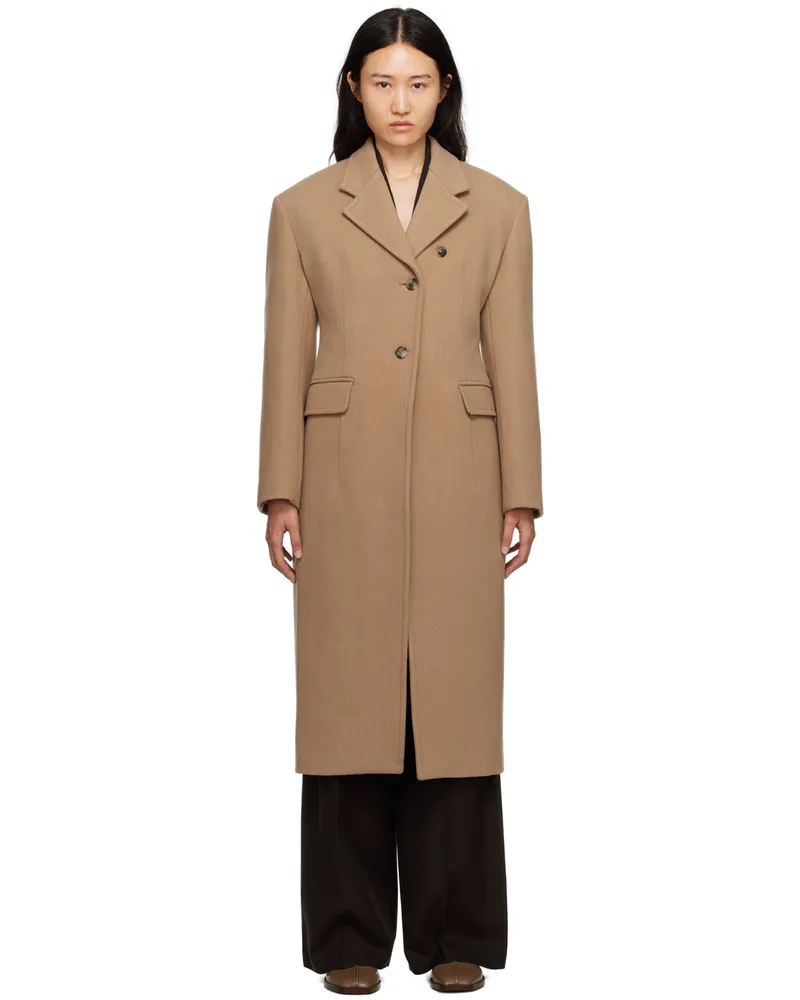 RECTO Beige Single-Breasted Coat Dark