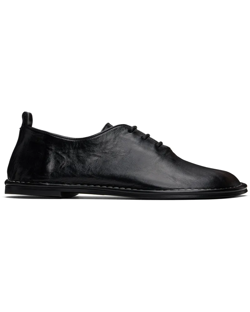 AMI Paris Black Leather One Cut Oxfords Wool