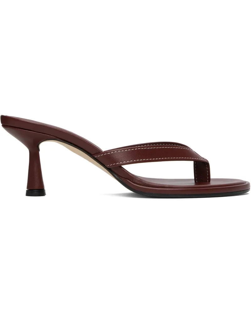 aeyde Burgundy Daphne Leather Toe-Post Heeled Sandals Port