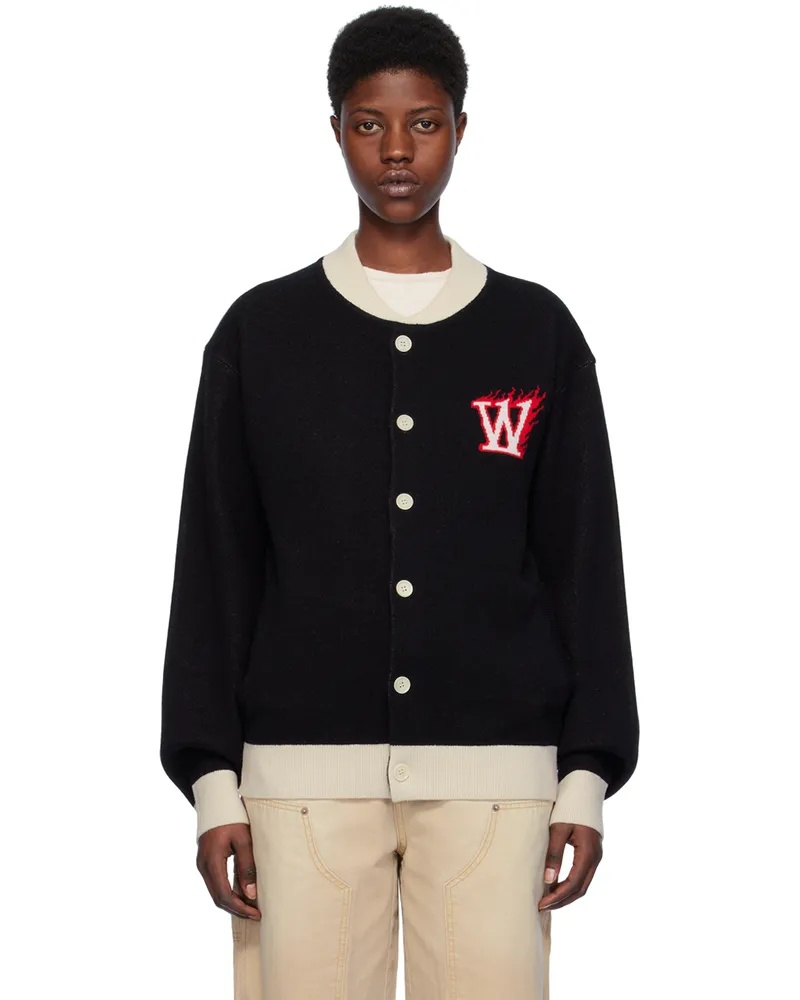 WE 11 DONE Black Button Bomber Jacket Black
