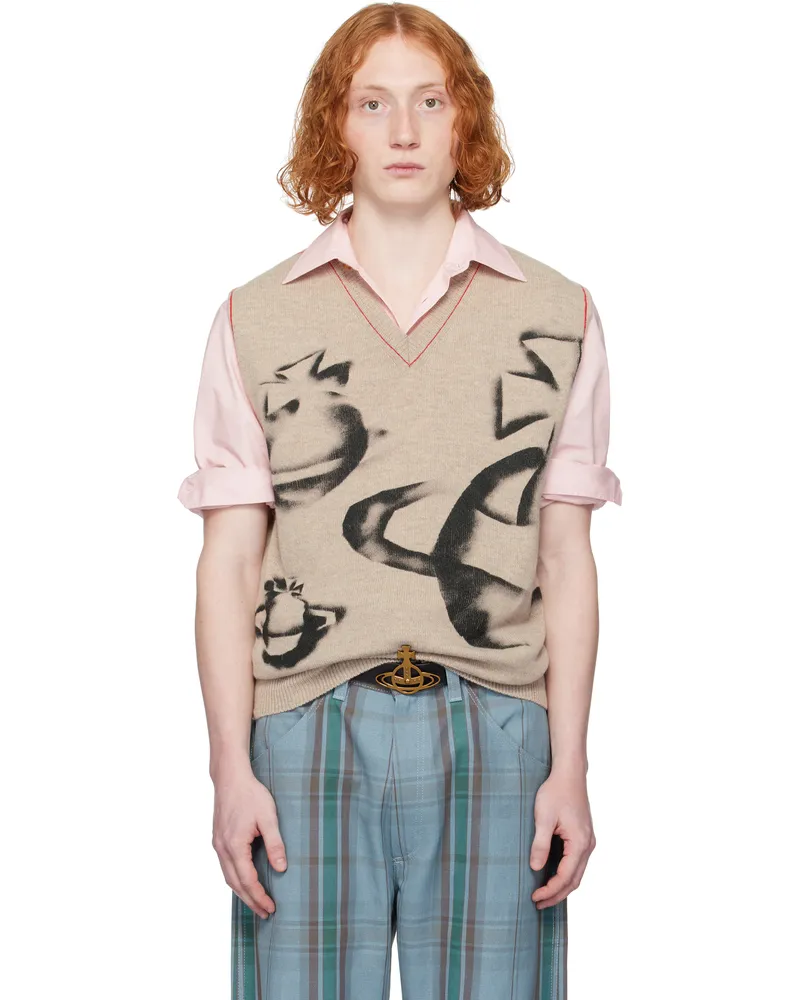 Vivienne Westwood Beige Orbit Vest Ss25-a410