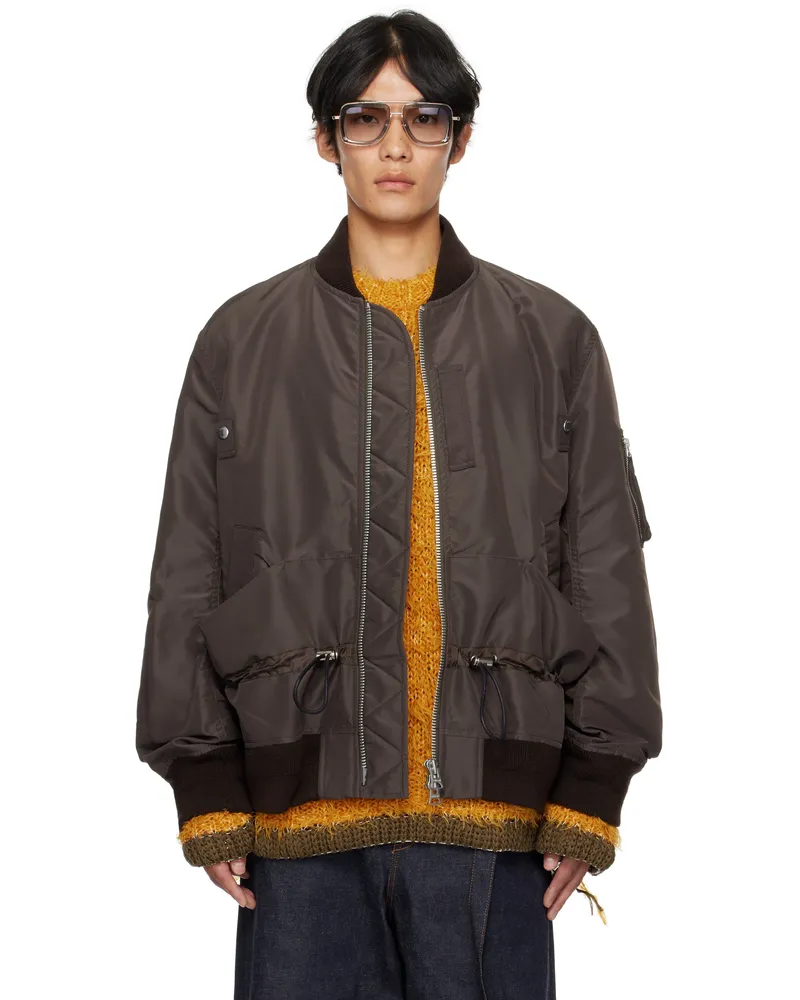 Sacai Brown Nylon Twill Blouson Bomber Jacket 601