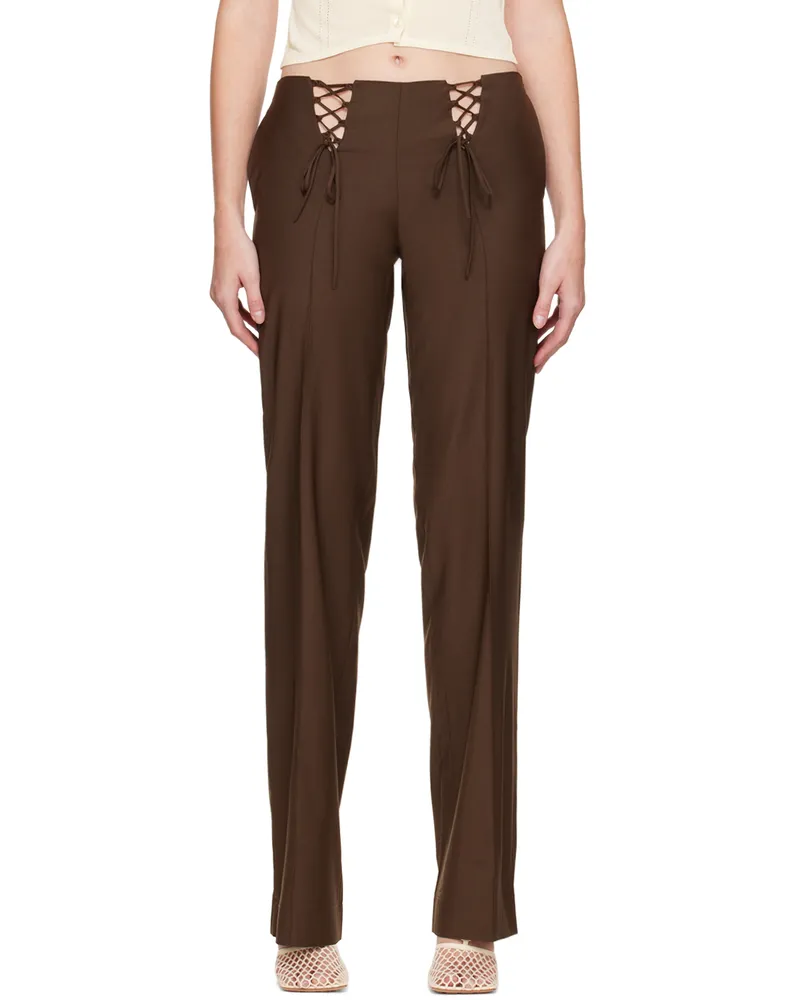 Aya Muse Brown Tule Trousers Chocolate