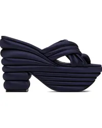 Ferragamo Navy Sculptural Heeled Sandals Navy