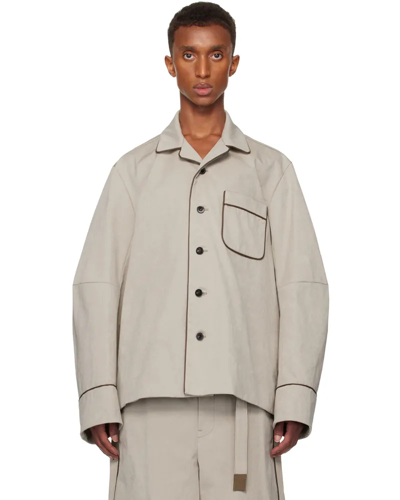 Sacai Beige Faux-Suede Jacket 651