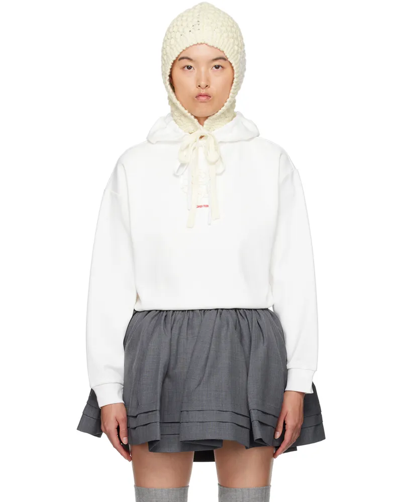 SHUSHU/TONG White Embroidered-Logo Hoodie Wh100