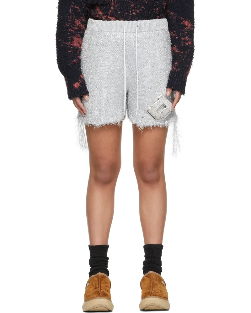 Doublet Silver Metal Letter Shorts Silver