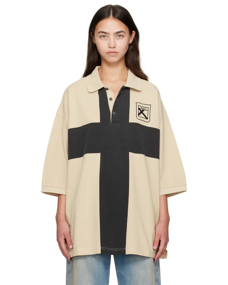 032c Beige Fainting Cross Oversized Polo Sand