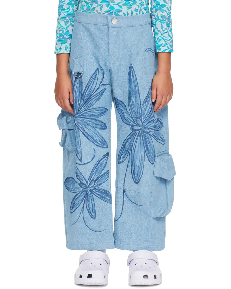 Collina Strada SSENSE Exclusive Kids Blue Lawn Jeans Flower