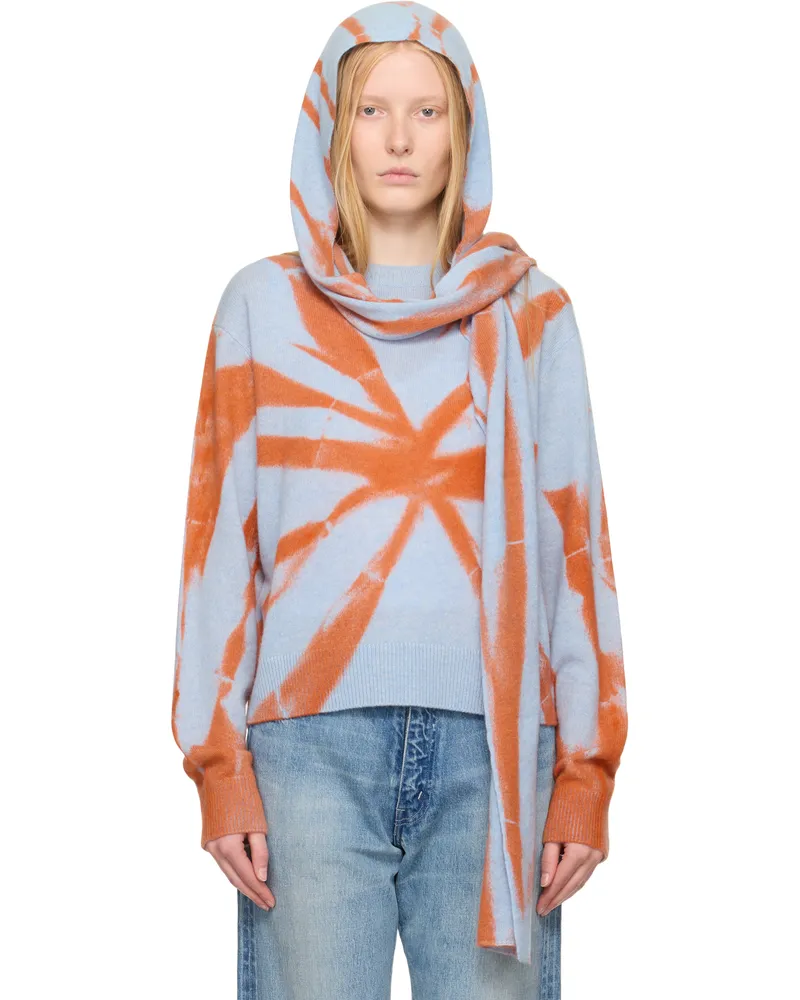 The Elder Statesman Blue & Orange Mythic Wrap Hood D431