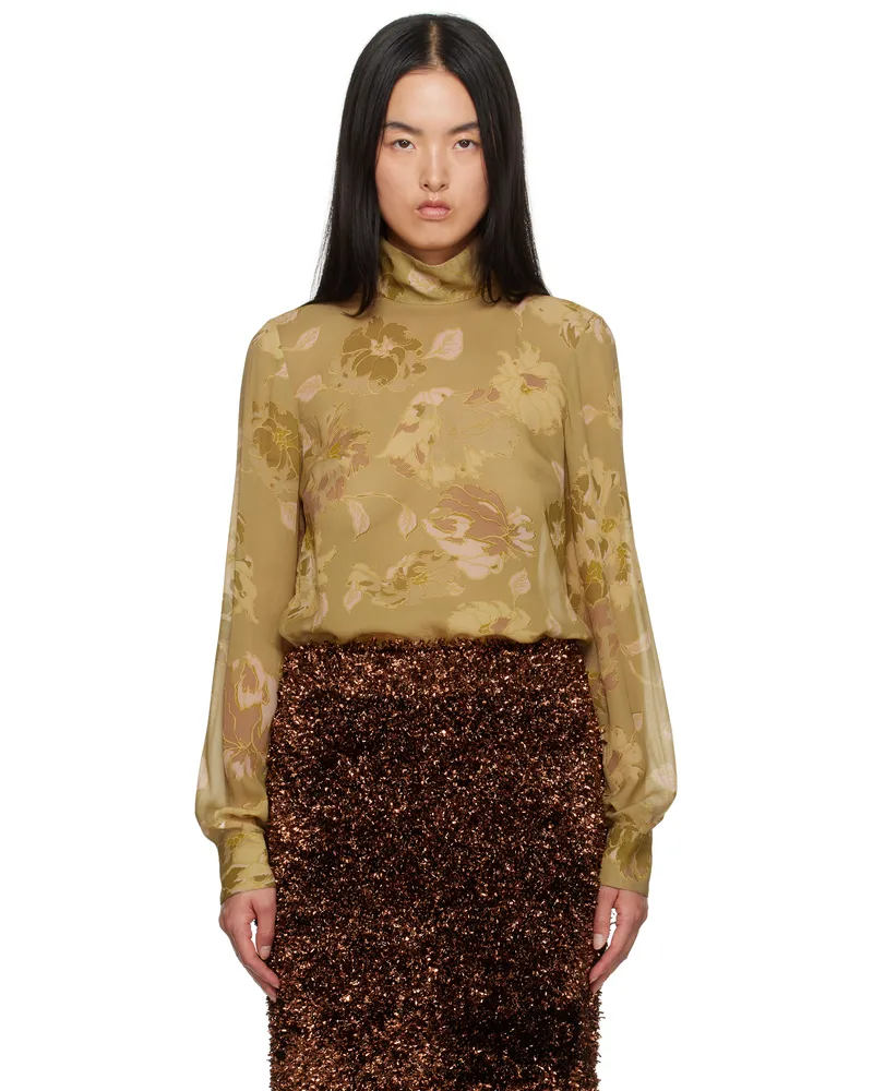 Dries van Noten Yellow Crepe Blouse 205